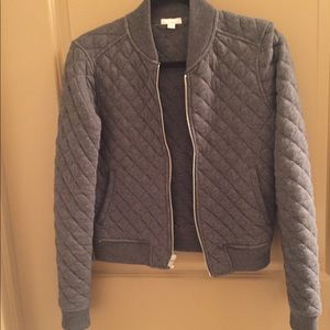 Gap Gray Quilted Bomber Jacket